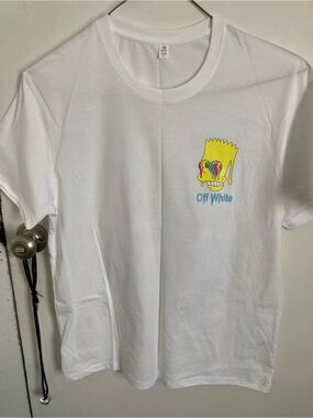 White Tee with Colorful Melting Bart Graphic